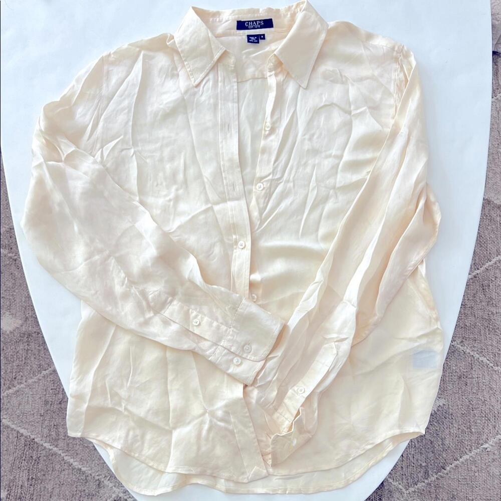 CHAPS Vintage 100% Silk Cream Romantic Button Down Shirt Size 8 / Medium [COPY]